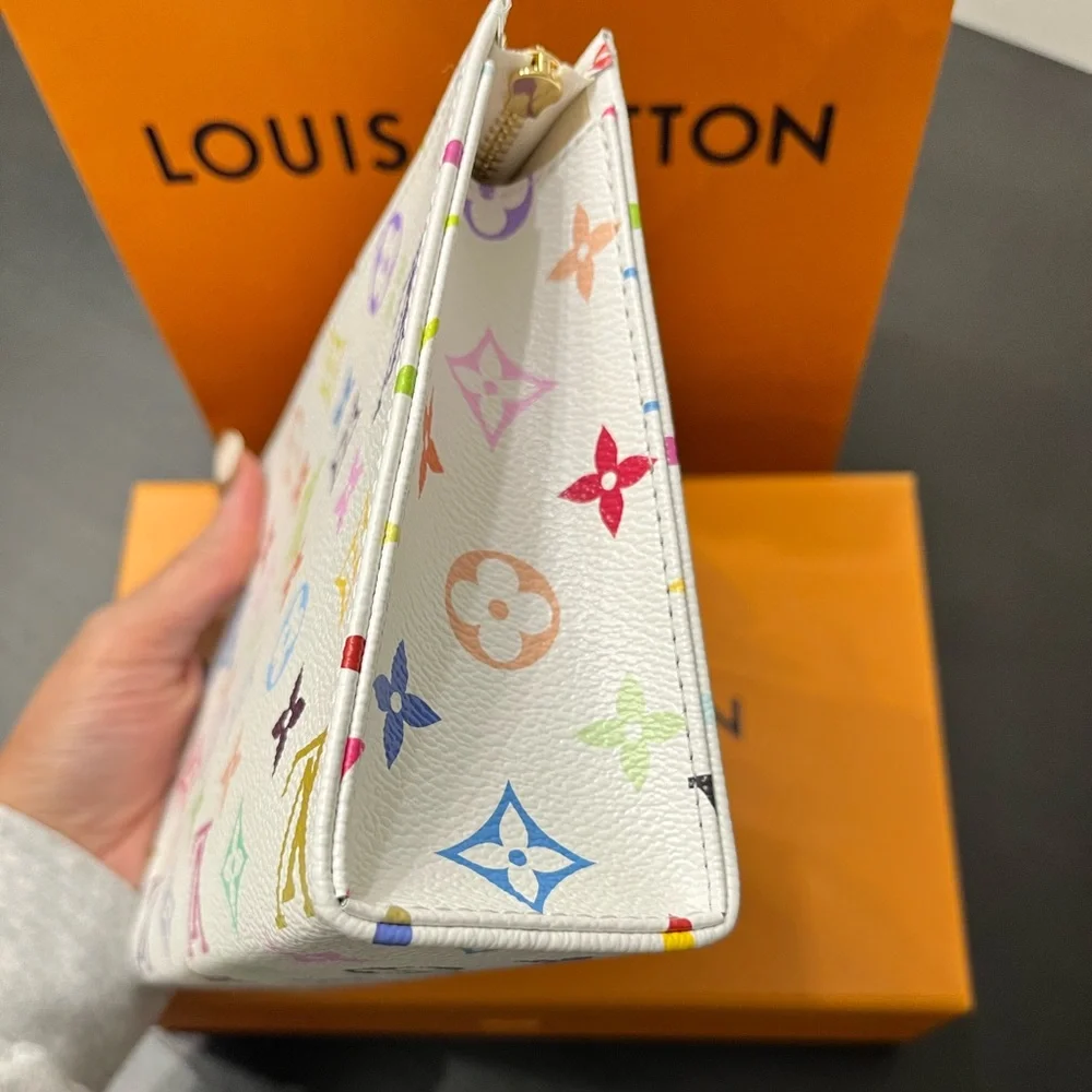 NEW 🩷 Louis Vuitton x Takashi Murakami White Multi Toiletry Pouch 19 *Limit Ed* - Picture 5 of 15